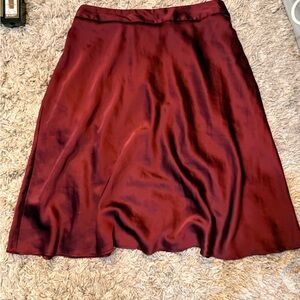Elegant Burgundy Satin Skirt